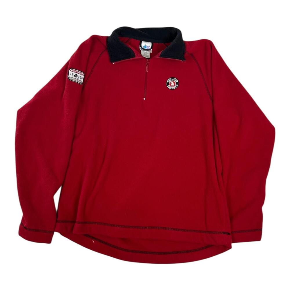 Disneyland Resort Sweatshirt Mens Medium Red Mickey Mouse Fleece Quarter Zip